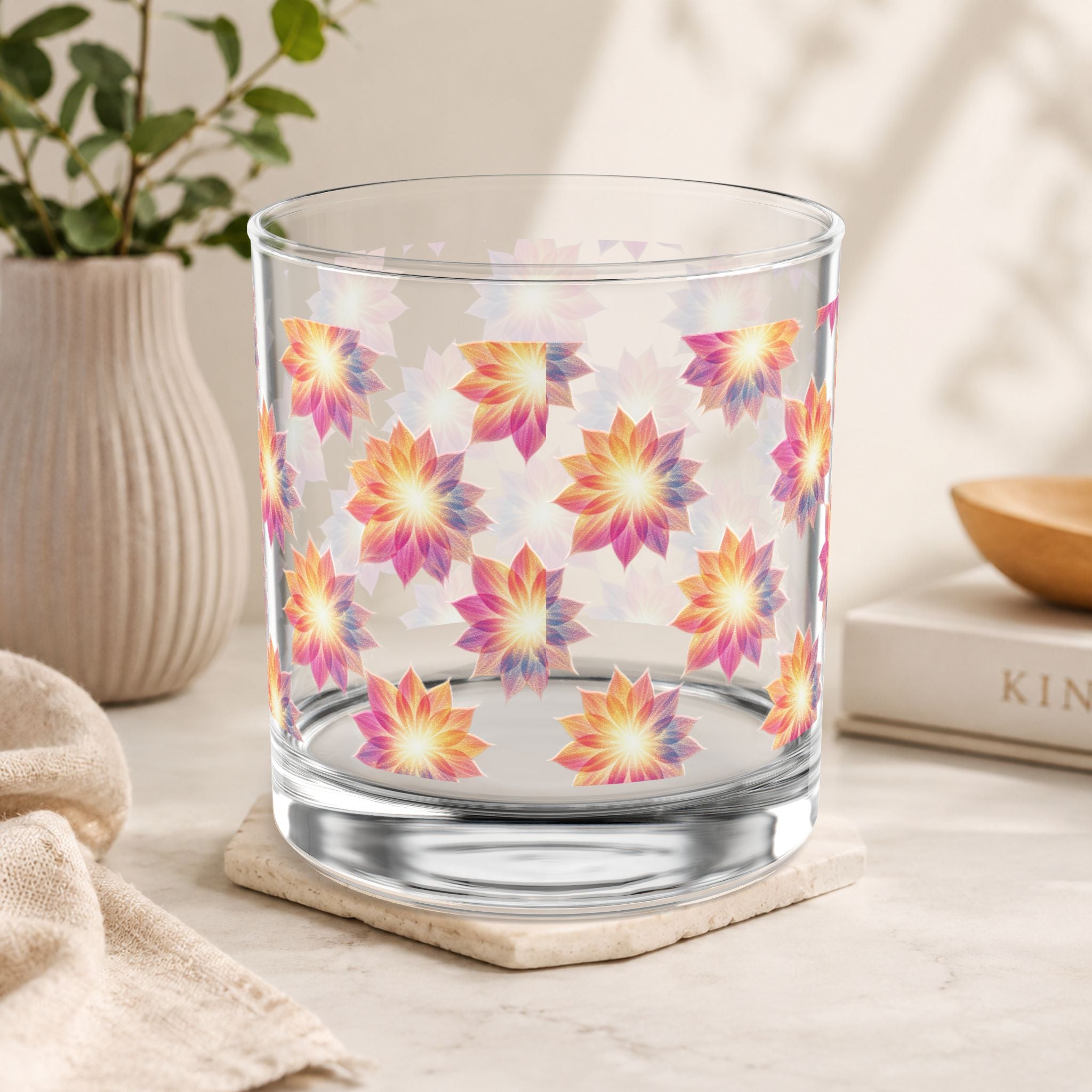 Blossom Pattern Rocks Glass