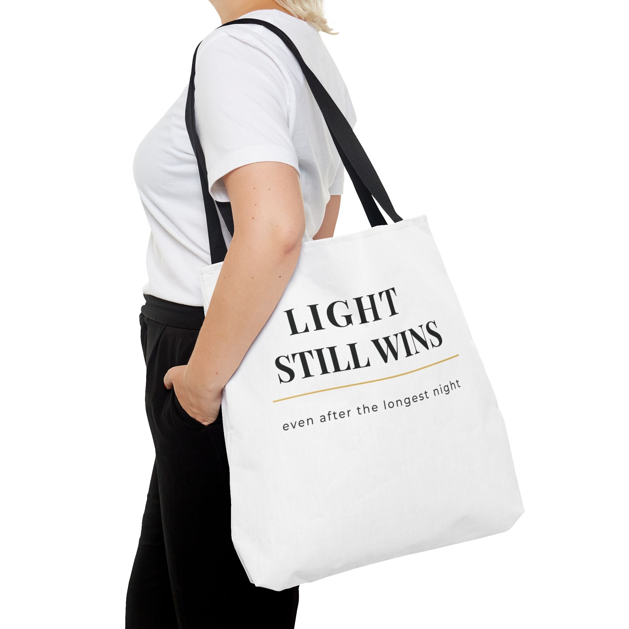Light Still Wins Minimalist Tote Bag