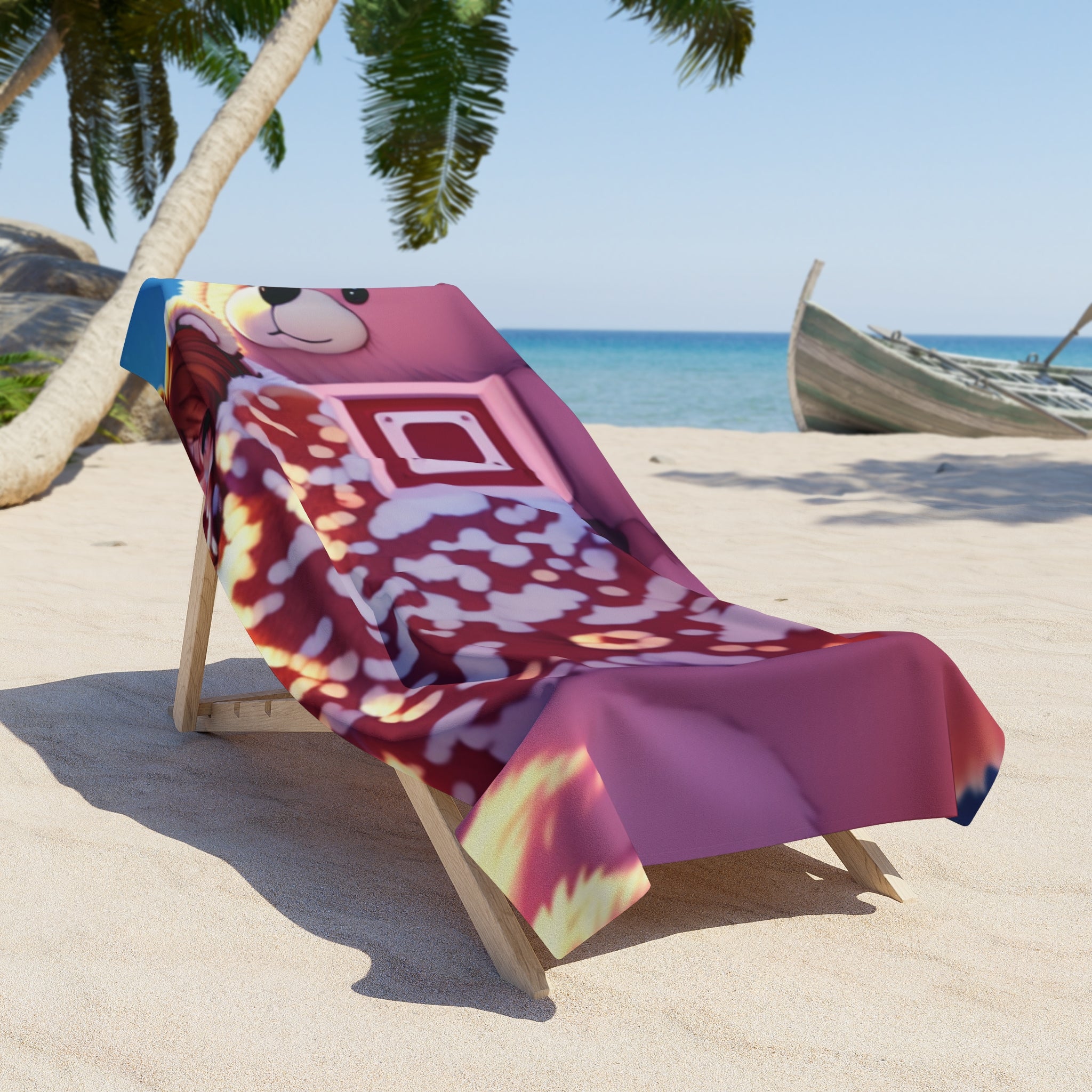 Built Different Teddy Anime Beach Towel