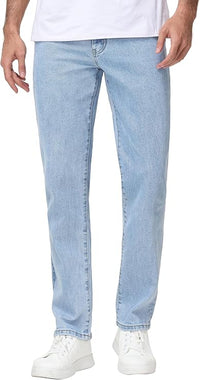 MZNBURAM Men's Stretch Regular Fit Straight Leg Jeans